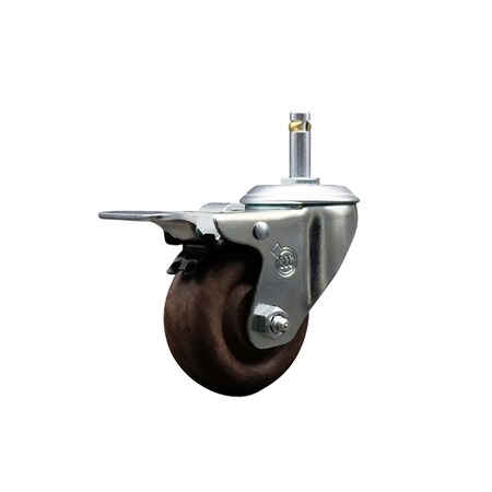 Service Caster 3'' High Temp Glass Filled Nylon 7/16'' Stem Caster with Total Lock Brake SCC-GRTTL20S314-GFNSHT-716138